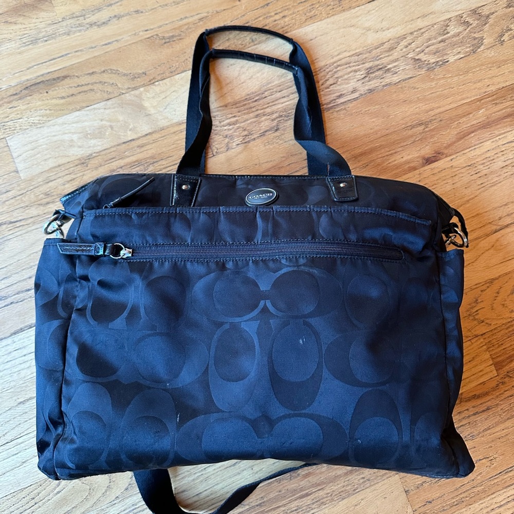 Coach Black Signature Logo Baby Bag with Shoulder Strap